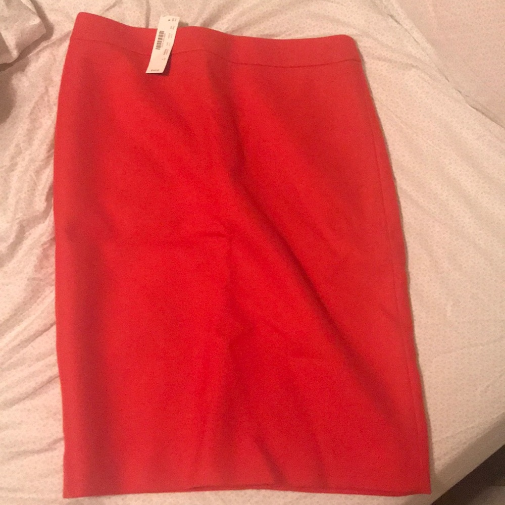 Jcrew orange wool pencil skirt size 4 NWT